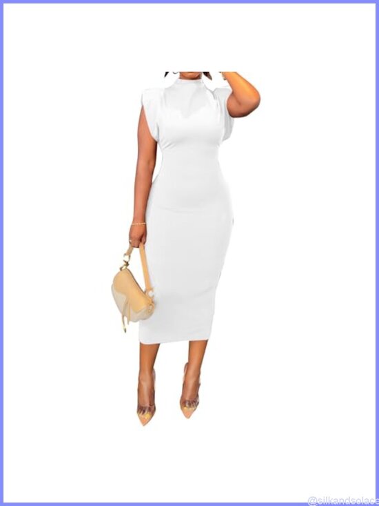Dresses & Skirts - Women's Sleeveless High Neck Maxi Dress with Bodycon Fit and Back Slit